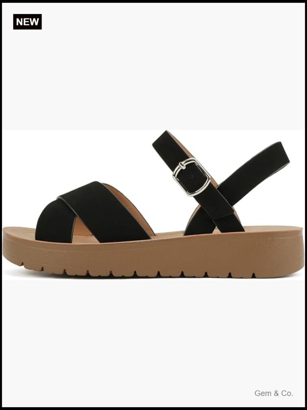 Women Flat Sandals Flatform Ankle Buckle Criss Cross Band Straps Shoes
